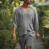 Men's Tracksuits 2023 Summer Men Outfit Set Cotton Linen Loose Casual Beach Vacation Short-sleeved Shirt Shorts 2-piece Men's Clothing