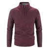 Herrenpullover, modisch, Herbst/Winter, einfarbig, gestrickt, mit Stehkragen, Slim-Fit-Pullover, Vintage-Stil, kausal