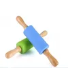 Dough Pastry Roller Stick 23cm Wooden Handle Silicone Rolling Pin for Kids Baking Tools Kitchen Noodles tool