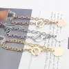 Marchio Lettera-t Collana classica a forma di cuore Bracciale in oro Siery Designer di gioielli per donna Uomo Tennis Collane a catena Bracciali in acciaio 316L