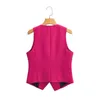 Coletes Femininos KEYANKETIAN Com decote em V Único Seios Rosa Vermelho Terno Colete Feminino Magro Curto Moda Assimétrico Fino Sem Mangas Casaco Colete 230808