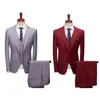 Męskie garnitury 2023 Modna swobodna kombinezon biznesowy 3 sztuki Zestaw Slim Slim Size Solid Kolor Pierwsze spodnie Oddziela na przyjęcie weselne