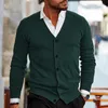 Men's Sweaters College Style V Neck Single-breasted Cardigan Knitted Jumper Male Autumn Winter Warm Long Sleeve Tops Daily Casual Sweater