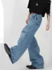 Jeans da uomo HOUZHOU Baggy Cargo Uomo Denim Pantaloni a gamba larga Uomo Oversize Casual Streetwear Tasca Hip Hop Cerniera Stile Safari