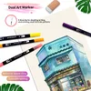 Markers Watercolor Art Markers Brush Pen Dual Tip Fineliner Drawing for Calligraphy Painting 12486072100132 Colors Set Art Supplies 230807