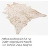 Carpets Big Size Natural Shaped Cowhide Faux Fur Rug Decorative Gold Stamped Pattern Artificial Floor Mat