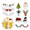 10pc Christmas Cup Card Christmas Decoration Santa Hat Wine Glass Decor Xmas Tree Ornaments Home Party Decor New Year Gift 2022 L230620