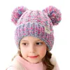 Free DHL UPS 13 Cores Kids Unisex Knit Crochet Caps Gorros Hat MOK Girls Soft Double Balls Winter Warm Outdoor Baby Pompom SkiZZ