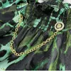 Blusas femininas primavera verão mulher 2023 gola alta corrente camisa manga longa estampa leopardo elegante e jovem W602