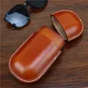 Sunglasses Cases Genuine Leather Glasses Case Cowhide Vintage Men And Women Nearsighted Glasses Sunglasses Travel Anti-Crush Storage Box 230807