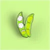 Булавки брошиты горох детские мультфильмы для женщин милый белый котенок эмалевой булавка зеленый растение овощная лацка