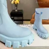 Monolith Boots Designer Masculino Feminino Ankle Boot Couro Brilhante Nylon Combat Boot Ao Ar Livre Bota Esticada Fundo Grosso
