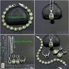 Earrings Necklace Set 925 Sier For Women Party Decoration Olive Green Cubic Zirconia Earrings/Bracelet/Necklace/Pendant/Ri Dhgarden Dhtab