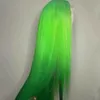 Pelucas de encaje RONGDUOYI, peluca frontal de pelo sintético, color verde, para mujer, larga, recta Natural, parte media, disfraz de Cosplay, uso en fiestas 230807