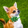 Hundkläder 6st/set St. Patricks Day Bow Tie Green Grooming Bowknot Shamrock Four Leaf Justerbar krage för tillbehör