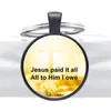 Keychains Buy 1 Get Arrivals Bible Verse Jesus Paid It All Glass Dome Pendant Key Chain Men Cross Jewelry Gifts Rings