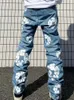 Dżinsy męskie dżinsy dżinsy luźne proste wygodne bawełniane spodnie dżinsowe spodnie Y2K Ubrania streetwearne swobodne kwiaty mody wydrukowane dla mężczyzn