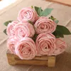 Dekorativa blommor Rose Pink Silk Bouquet Peony Artificial Bride Wedding Home Decoration Fake