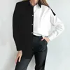 Blusas Femininas Camisa de Cor Sólida Camisas de Botão com Lapela Camisas de Escritório Blusa Feminina Vintage Solta Colorblock Tops Up