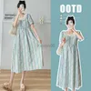 Maternity Dresses 621# 2023 Summer Korean Fashion Printed Maternity Midi Dress Elegant Stylish A Line Loose Clothes for Pregnant Women Pregnancy HKD230808