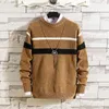 Pulls pour hommes automne et hiver classique rayure contraste couleur pull décontracté col rond manches longues pull chaud