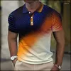 Men's Polos Mens Gradient Polo Short Sleeve Top 3d Printed Casual Wear Pattern Fashion Business High Production Clothing Man Blouse