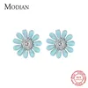 Stud Modian coloré fleur émail marguerite boucles d'oreilles pour fille réel 925 en argent Sterling mode élégant clair Zircon Fine bijoux 230807