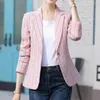 Costumes pour femmes Femmes Blazer Plaid Imprimer Contraste Couleur Col Rabattu Lady Manteau Cardigan Manches Longues Chaud Affaires Anti-rides Automne