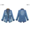 Chaquetas de mujer Bigsweety de alta calidad de mezclilla para mujer 2023 otoño moda de manga larga Jeans abrigo Casual prendas de vestir Tops de talla grande 5XL