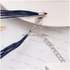 Örhängen halsband set minhin specialcirkel design sier pläterad hänge tillbehör blå smycken för kvinnor hög kvalitet rep dhgarden dhodj