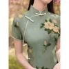 Abbigliamento etnico Vintage Donna Slim Qipao Sexy Stampa Fiore Abito da festa Stile cinese Giovani ragazze Qi Pao quotidiano Donne asiatiche tradizionali