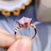 Cluster Rings Уникальный натуральный розовый кварцевый обручальный кольцо Asscher Cut Cz Band 925 Sterling Silver