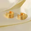 Boucles d'oreilles créoles ALLME Punk rayé géométrique grosse pour femme homme unisexe 18K plaqué or acier inoxydable boucle d'oreille bijoux de fête