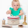 Conjunto de brinquedos para instrumentos musicais 5 peças, percussão de madeira, tambor, castanholas, gaita, brinquedos musicais, brinquedos educativos para presente infantil