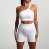 Tute da donna Tuta sportiva da donna senza cuciture Fitness Monospalla Set da yoga Reggiseno push-up Allenamento Pantaloncini da palestra Abbigliamento da corsa Abbigliamento sportivo