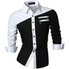 Mäns avslappnade skjortor Jeansian Men's Casual Dress Shirts Fashion Desinger Stylish Long Sleeve 8371 Black2 230807