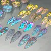 Nail Glitter 1Box Reflective Powder Sequin för naglar holografiska iriserande diamantkrompigment Flake Dust Manicure Accessories 230808