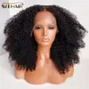 Syntetiska peruker Qt Afro Kinky Curly Spets Front 13x4 HD Transparent Human Hair Wig Brazilian 4x4 Stängning för svarta kvinnor 230807