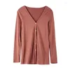 Kobiety dla kobiet 2023 Spring i jesienne Temperament koloru w szyku V Neck Slim Fit Fashing Mashted Cardigan Top dla kobiet