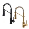 Brass Kitchen Sink Faucet Brushed Gold Pull Down Kitchen Faucets Single Handle Mixer Tap 360 Rotation Torneira Cozinha Mix Taps