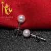 Stud NYMPH natural AKOYA pearl earring with 18k yellow goldAU750 fine jewelry party gift for womenE2001 230807