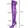 Overknee Leder Patent Frauen 986 Stretch Schuhe Nachtclub Spitz Zeh Reißverschluss Lange Stiefel sexy gotische Fetisch High Heels 230807 842