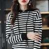 Women's Sweaters Pure Wool Hooded Sweater 2023 Autumn / Winter Casual Knitted Color Matching Tops Fashion Female Hoodie