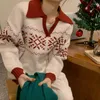 Kadın Sweaters Noel Kar Tanesi Sökü Tatlı Kız Sonbahar Kış Kılıç Uzun Kollu Örgü Örgü Jumper Vintage Moda Kadın Külot Tops