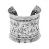 Bracelet 4.5/6.5 cm de large en fer sculpté fleur éléphant motif pour femmes hommes Vintage tibétain ouvert bracelets bijoux thaïlandais