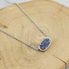 Nouveau bleu violet Druse pendentif colliers collier véritable plaqué or 18 carats pendentifs paillettes bijoux lettre cadeau avec sac à poussière gratuit