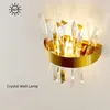 Lámpara de pared moderna de cristal dorado, luz de escalera de lujo, decoración LED de cobre, ambiente para dormitorio, salón, comedor, pasillo