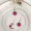 Серьги ожерелья устанавливают винтажные солнечные луны асимметричная богемная кулон полумесяца для женщин -девочек подарок