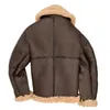 Men s Jackets Faux Leather Classic Brown Black Bomber Jacket Winter Shearling Sheepskin Coat Biker Large Size 230808