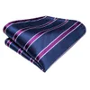 Neck Ties Striped Navy Blue Purple Fashion Brand for Men Wedding Party Necktie Set Handky Cufflinks Gift Wholesale Hi Tie 230807